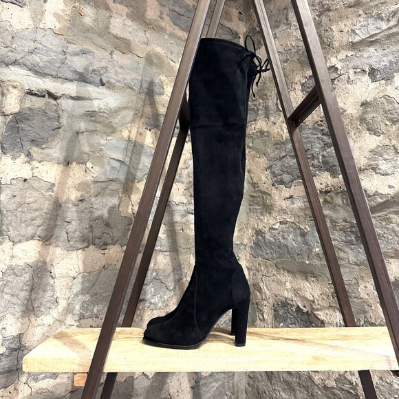 Stuart Weitzman Black Suede Highland Over The Knee Boots - Picture 5 of 12